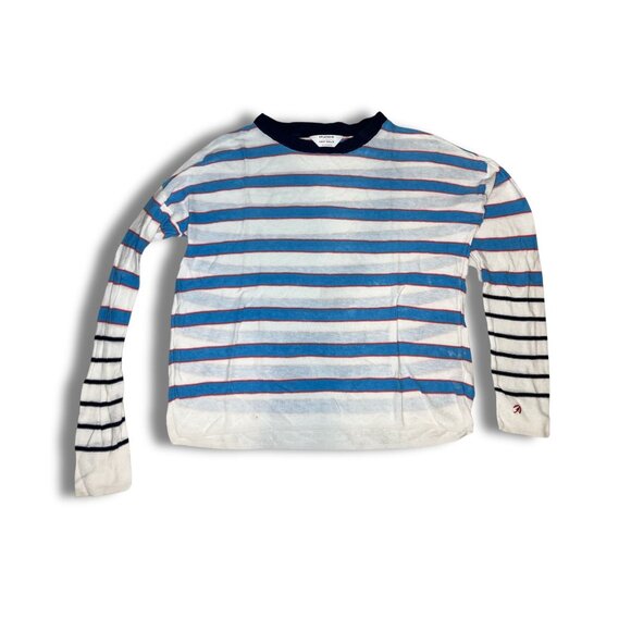 Splendid X Gray Malin Striped Long Sleeve Sweater XS Cotton Blend White Blue Red - Picture 2 of 6